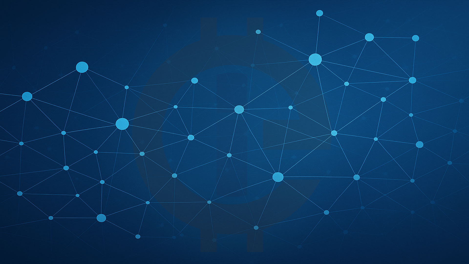 Abstrakte Darstellung eines dezentralen digitalen Netzwerks mit verbundenen Knotenpunkten.