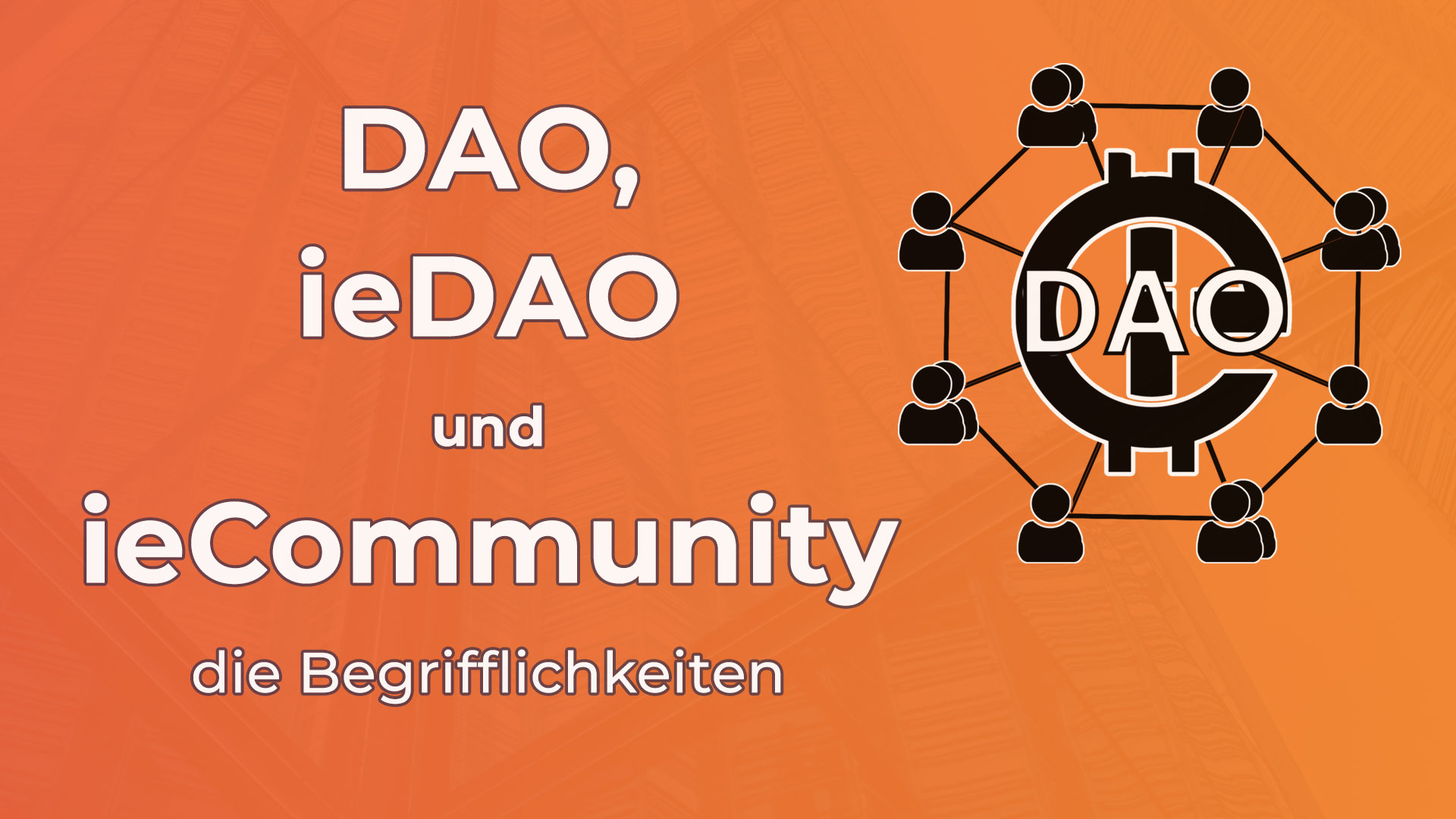 DAO, ieDAO und ieCommunity erklärt – Illustration einer dezentralen Organisation mit Menschen im Netzwerk